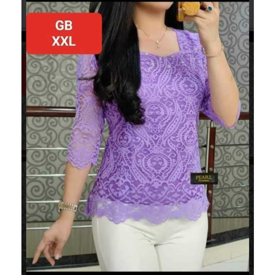 DF ATASAN BLUS BROKAT/Atasan Brokat TANGAN LURUS/BLOUSE WANITA SEMI PRANCIS LENGAN PANJANG