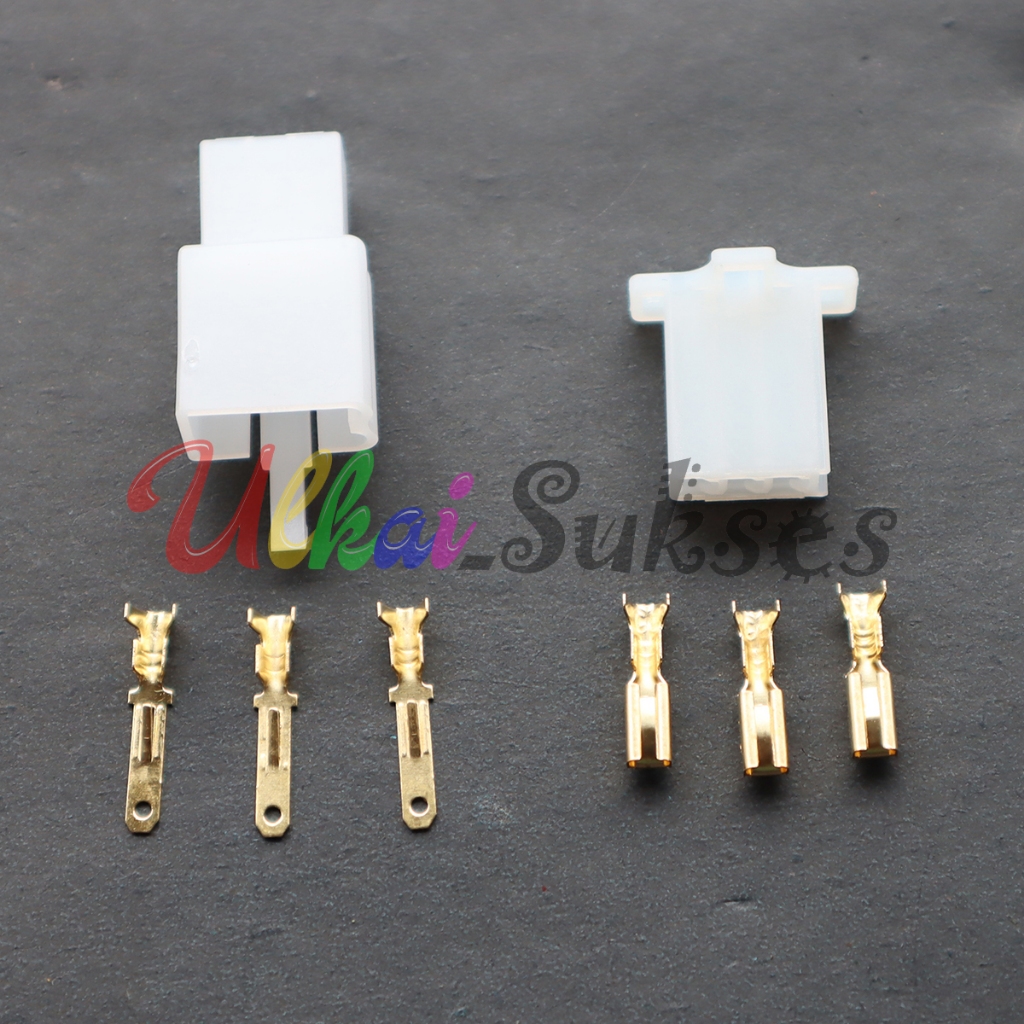 Soket + Skun Motor Mobil 3 PIN Mini - Soket sambungan Kabel Male Female