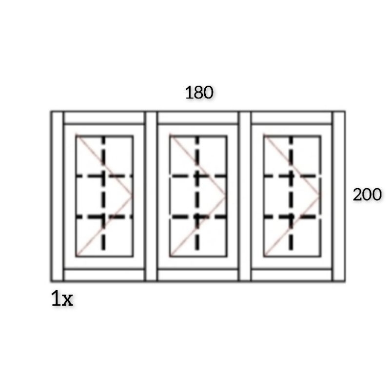 jendela aluminium 3 daun Ornamen L 180 x T 200