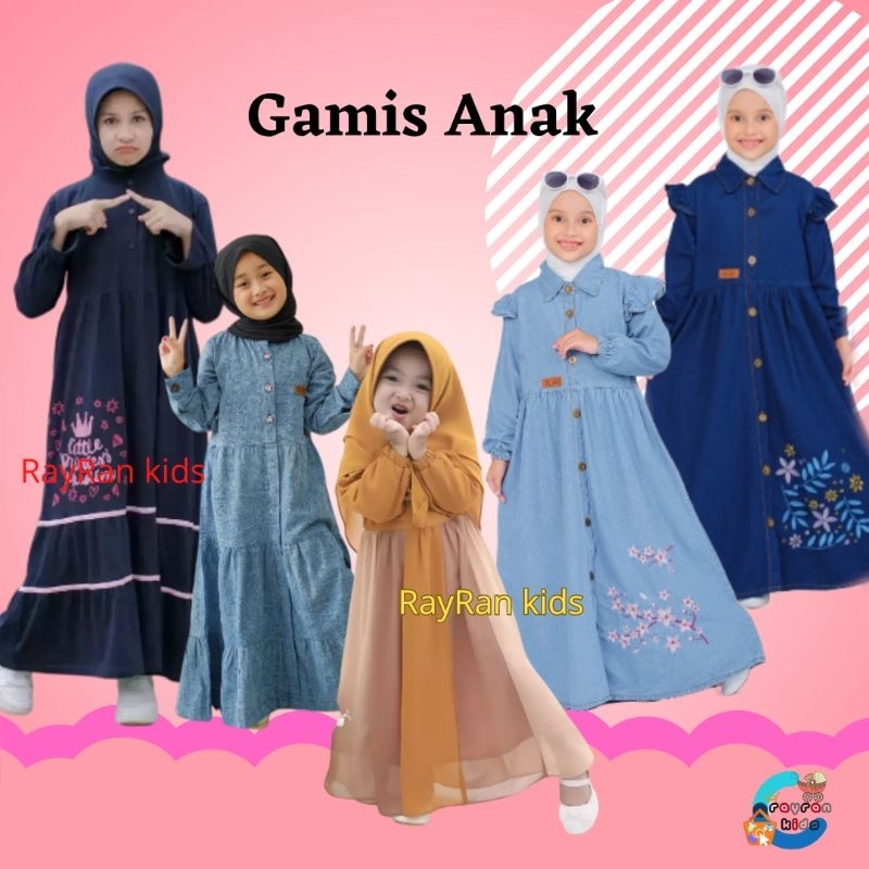 Gamis anak perempuan pakaian muslim anak cewek baju gamis anak perempuan gamis kaos anak gamis denim