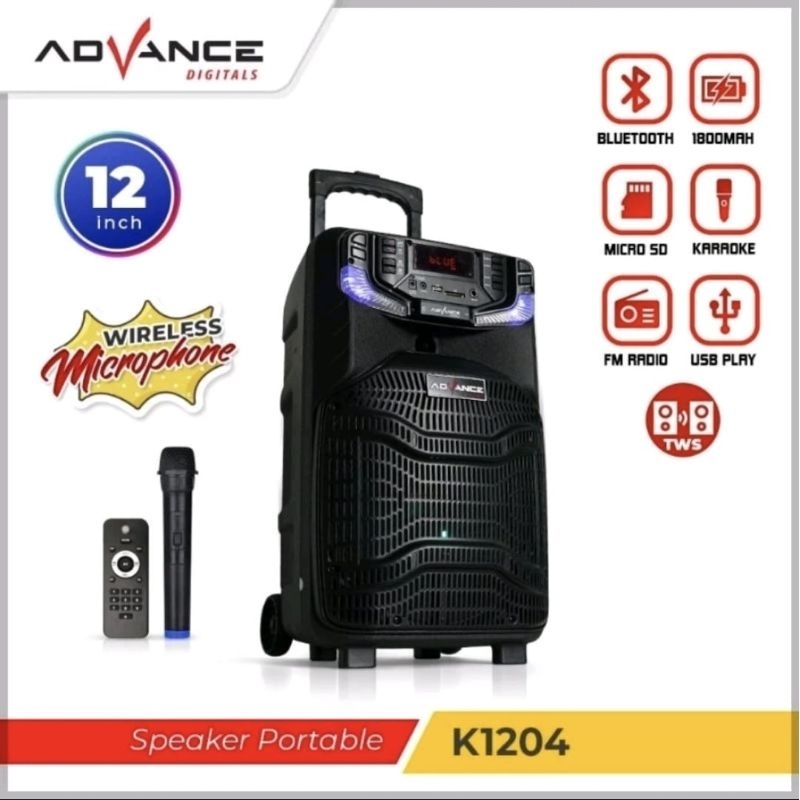 Speaker Portable 12 Inch K1204 Advance 1 Mic