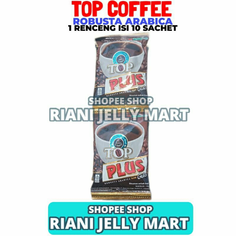 

Top Coffee Plus Robusta Arabica Blend 1 Renceng Isi 10 Sachet 18gr