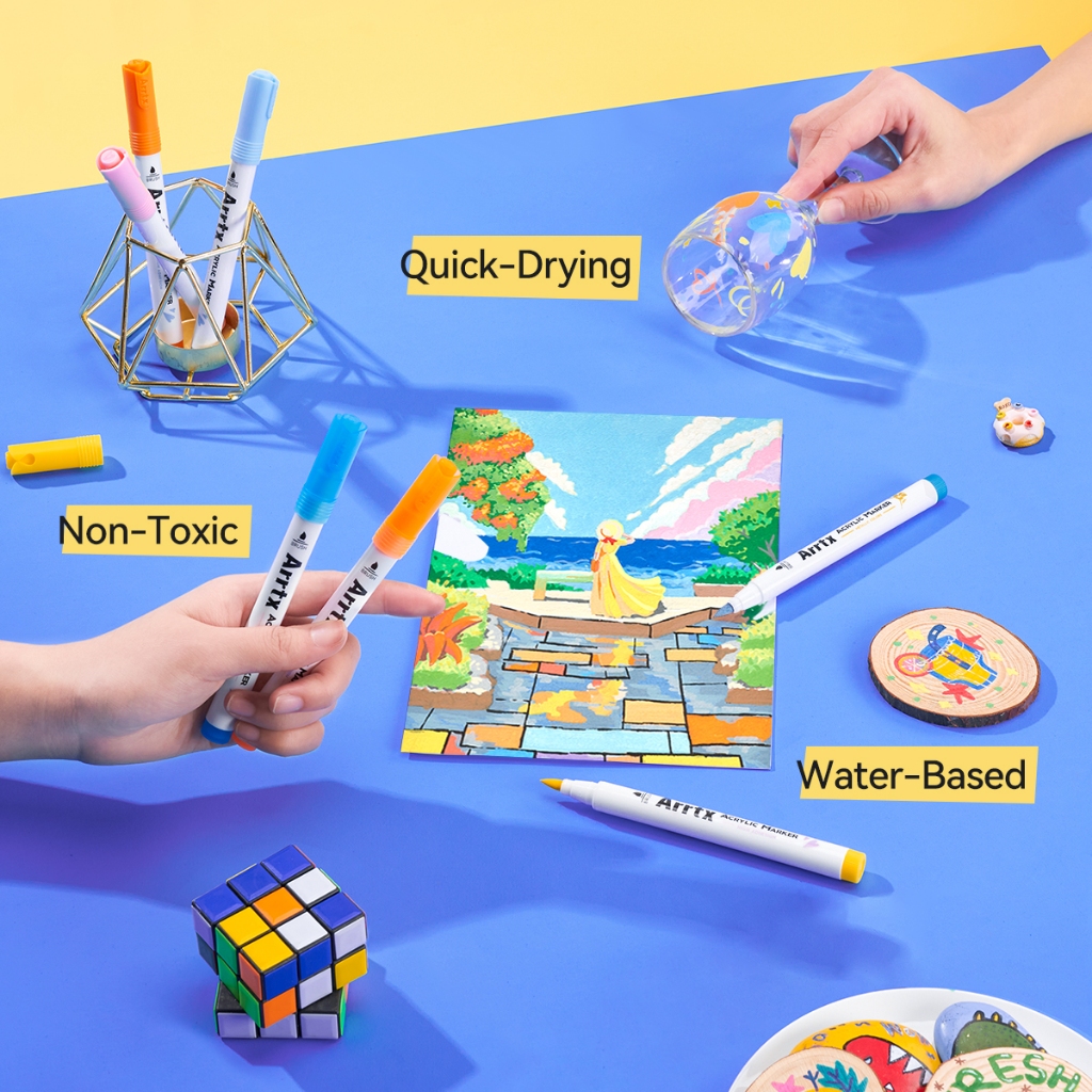 

D3W! Arrtx acrylic brush marker/spidol akrilik 60A (basic/neon/metallic color)