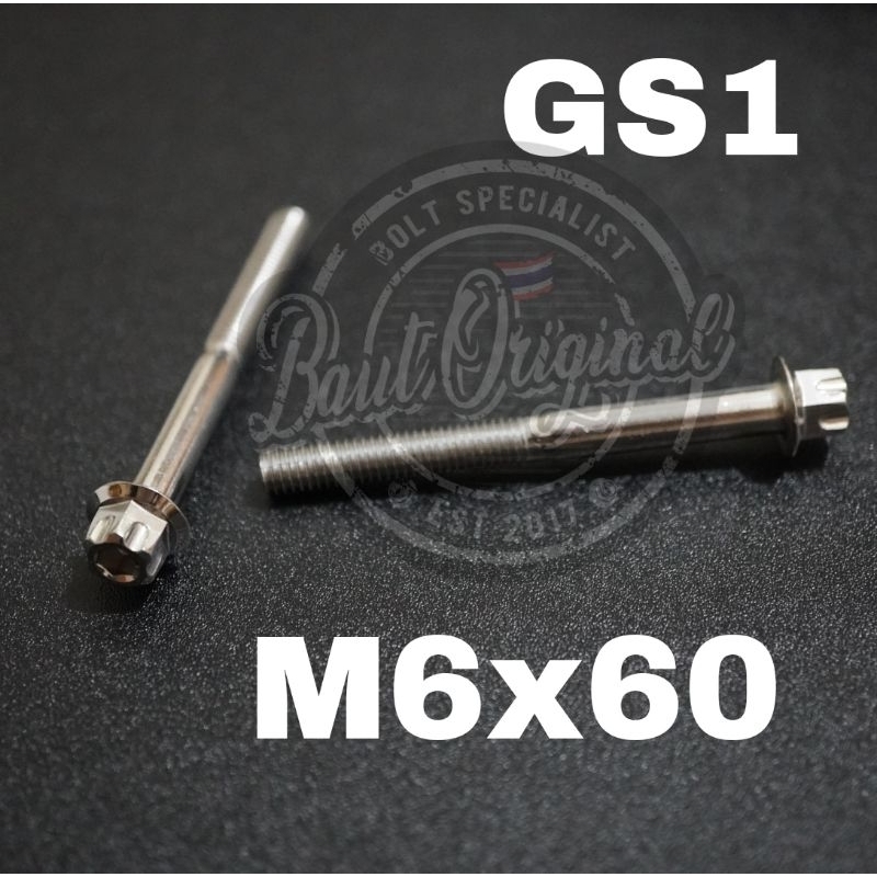 baut probolt gs1 6x60 mm stainless new model drat 10 panjang 6cm ukuran 10 silver gear 2 kunci belim