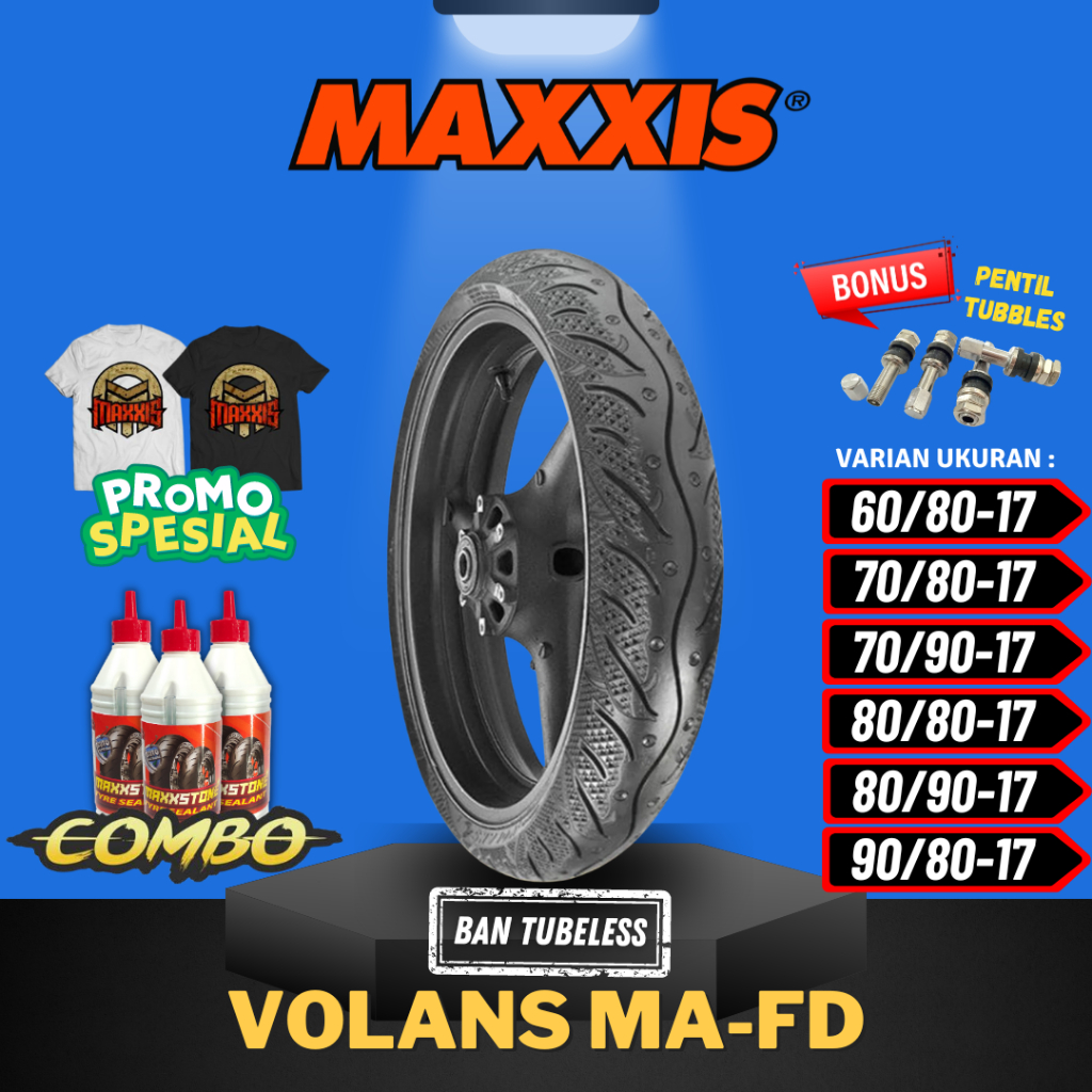 [READY COD] MAXXIS VOLANS / BAN MAXXIS 60/80-17 / 70/80-17 / 70/90-17 / 80/80-17 / 80/90-17 / 90/80-17 TUBELESS BAN LUAR / BAN MOTOR BEBEK (ORIGINAL)
