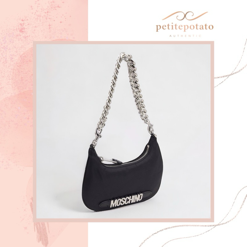 TAS BRANDED WANITA MOSCHINO SMALL LETTERING LOGO HOBO