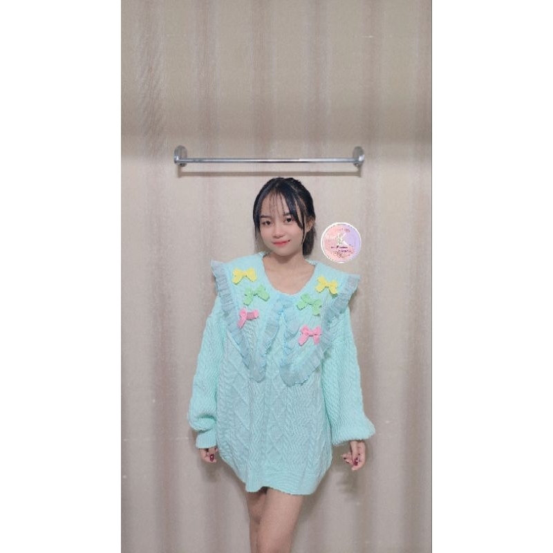 SWEATER RAJUT HALUS KERAH PITA KEKINIAN/PREMIUM/IMPORT