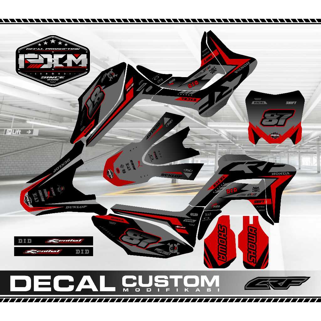 Decal Sticker crf 150 l full body Grey Hitam Merah Mantap elegan Full Custom