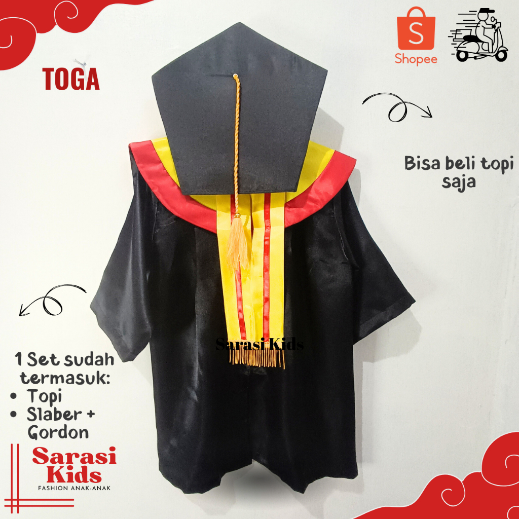 Toga Jubah wisuda anak tk laki laki perempuan kostum wisuda anak