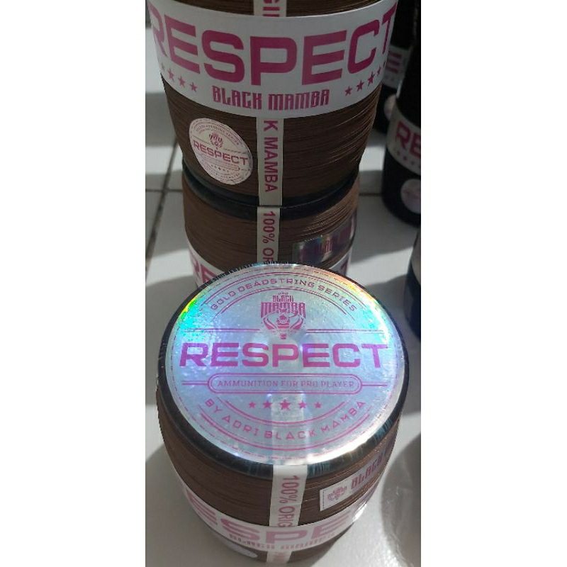 Gelasan BLACK MAMBA "RESPECT", MATOT, bahan GOLD by Sugoi Innovation, size 0.22, klos kayu 6000 yard