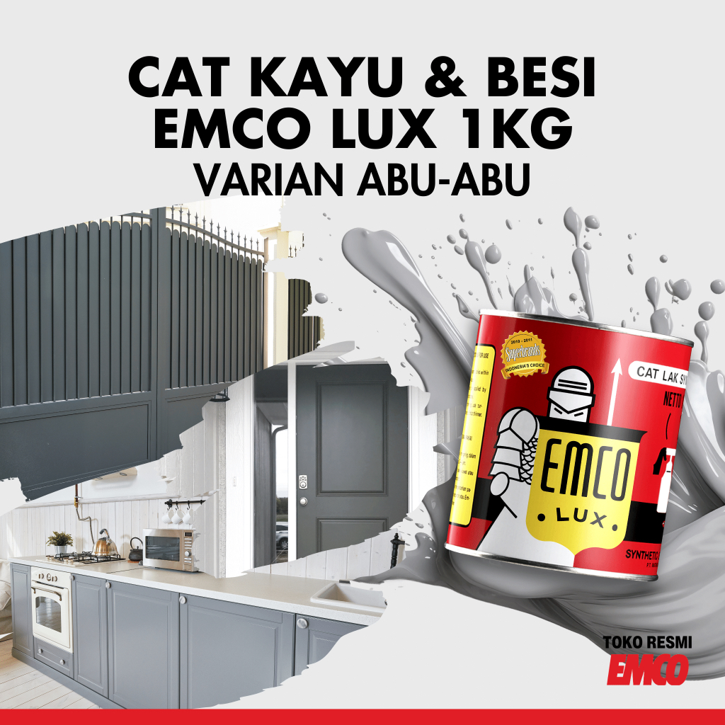 Emco Lux Cat Kayu & Besi 1kg Varian Warna Abu-abu Grey Gray Natural