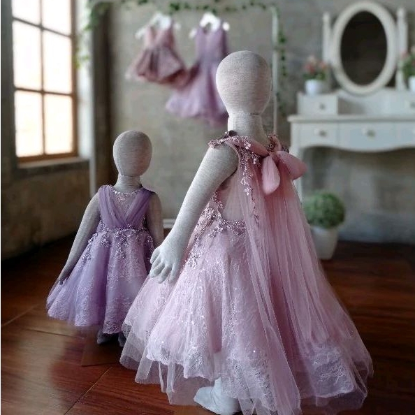Dress Pesta Anak gaun anak premium draperi tile *Luxury Violetta*