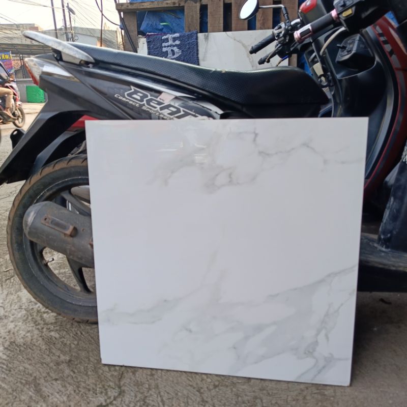 Granit Lantai 60x60 putih motif carara gs66199/sunpower