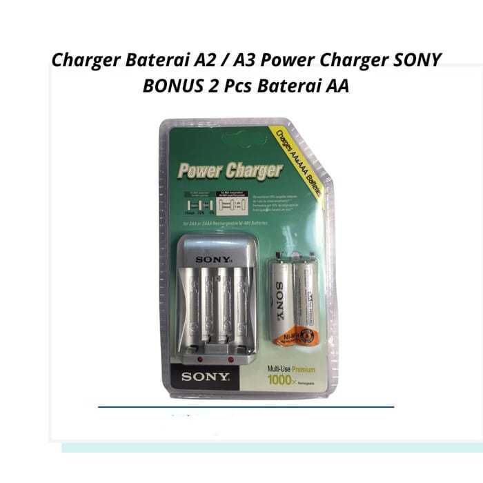 Paket Satu Set Baterai Cas Charge Sony 4600 Mah AA + Charger Sony