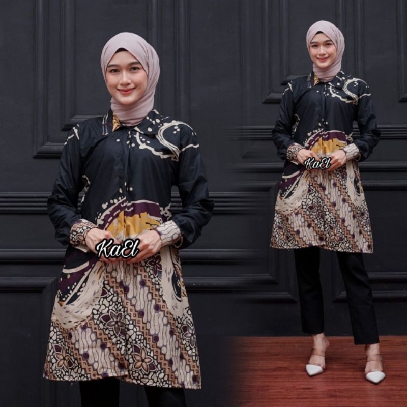 Tunik Batik Wanita M L XL XXL Baju Batik Perempuan Lengan Panjang Baju Cewek Seragam Batik Guru Kantor Kerja Baju Batik Cewek Lengan Panjang Modern Terbaru