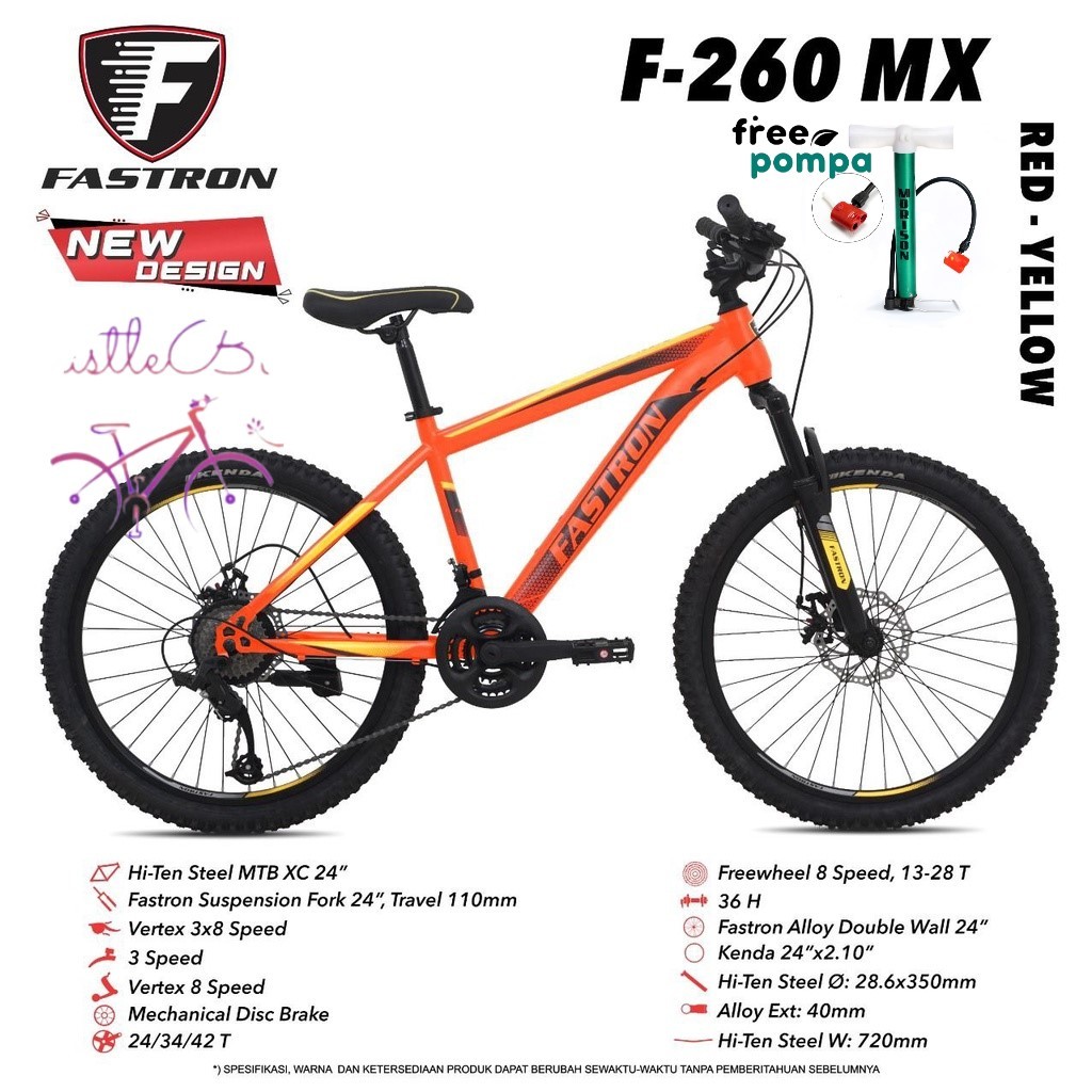 Sepeda Gunung Fastron F260MX Tire 24 Inch x 2.10 Hi-Ten Steel