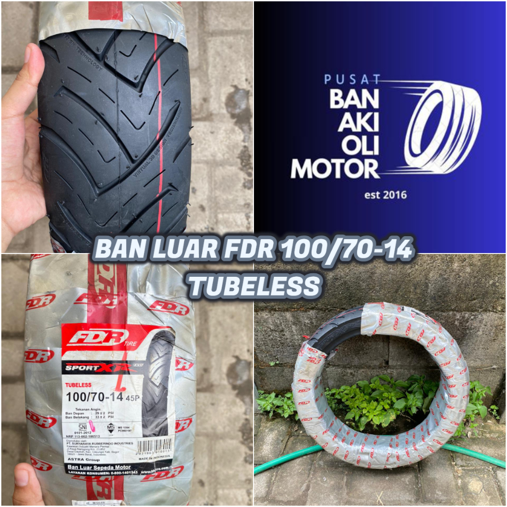 BAN LUAR FDR 100/70-14 TUBLESS || BAN LUAR MATIC MIO XRIDE FDR SPORT XR 100/70--14 TUBLESS