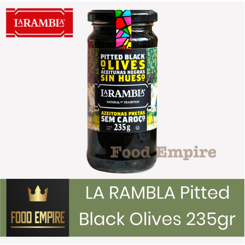 

LA RAMBLA | Pitted Black Olives 235 gr | Buah Olive Zaitun Hitam