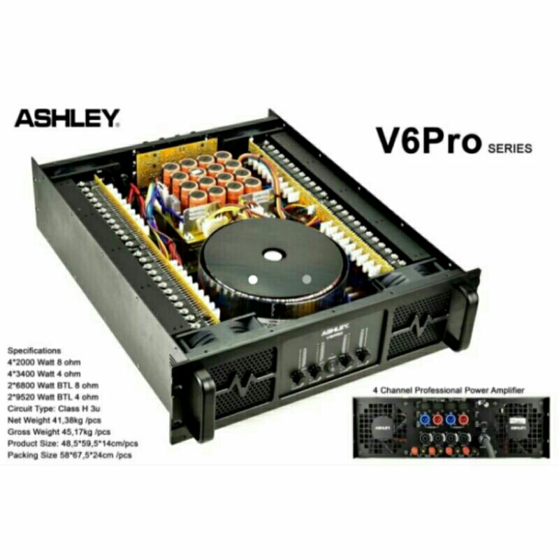 Power Amplifier Ashley V6PRO CLASS H 4 CHANNEL ORIGINAL