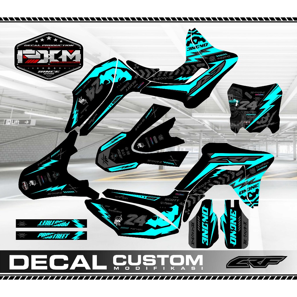 DECAL CRF 150L SUPERMOTO / MOTOCROSS FULLBODY TOSCA HITAM GREY KEREN STICKER FULL BODY STICKER STIKE