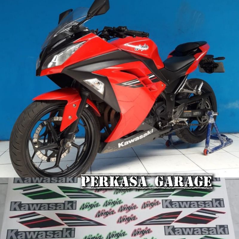 stiker striping ninja 250 fi 2017 type ori warna merah hijau abu-anu (GOOD QUALITY)