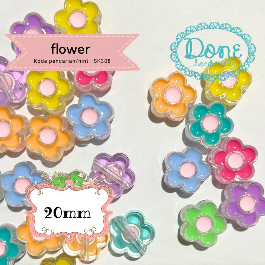 done handymade manik bunga flower beads diy meronce sk308