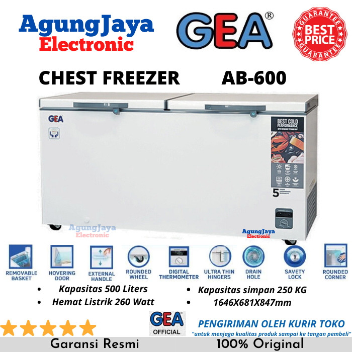 FREEZER GEA AB-600R CHEST FREEZER BOX JUMBO 500 LITER (CILEGON SERANG)