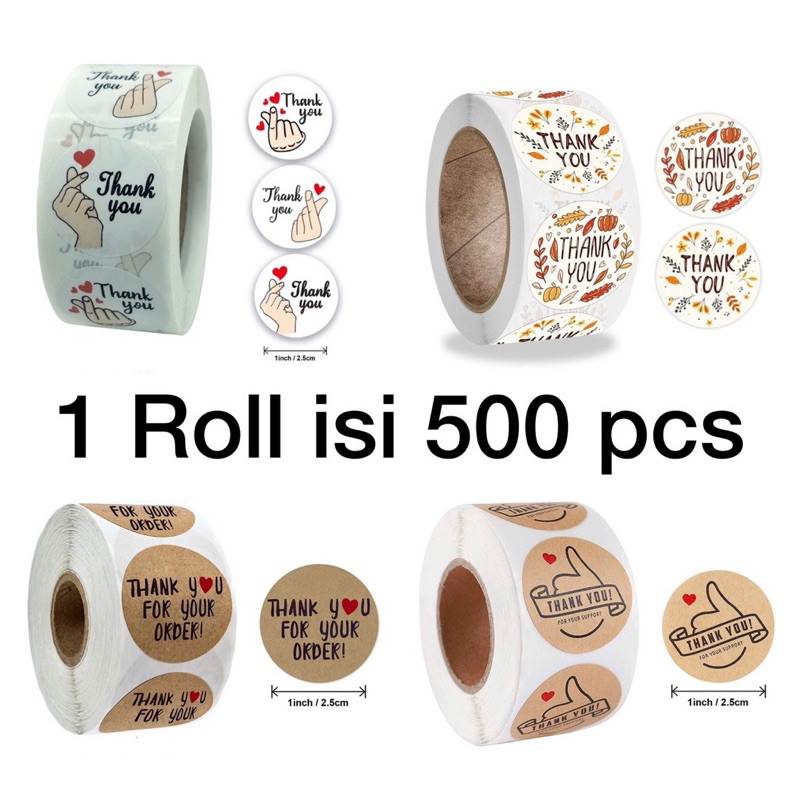 

Sticker Label Washi Tape Dekorasi Kemasan Packaging Sticker Roll 1 Roll isi 500 pcs Termurah