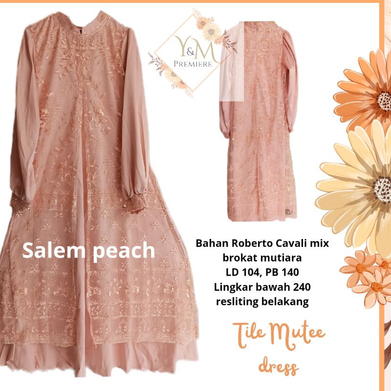 Gamis brokat pesta wisuda salem peach