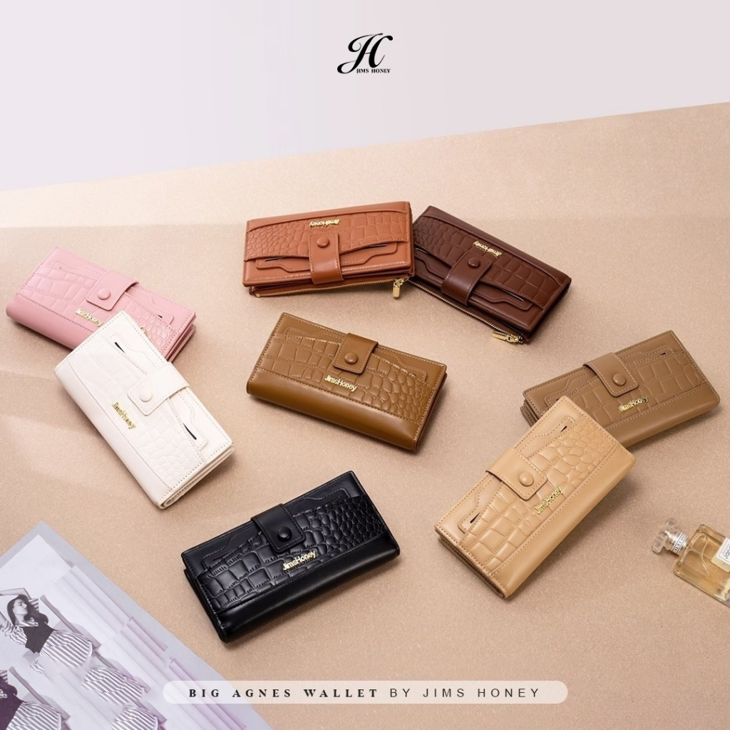 Jimshoney big agnes wallet/ dompet lipat panjang wanita import terbaru diskon promo bisa cod solo