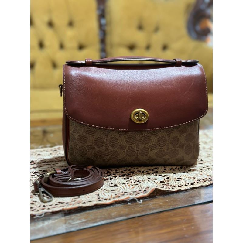 sling bag coach butik cassie signature tan rush authentic preloved