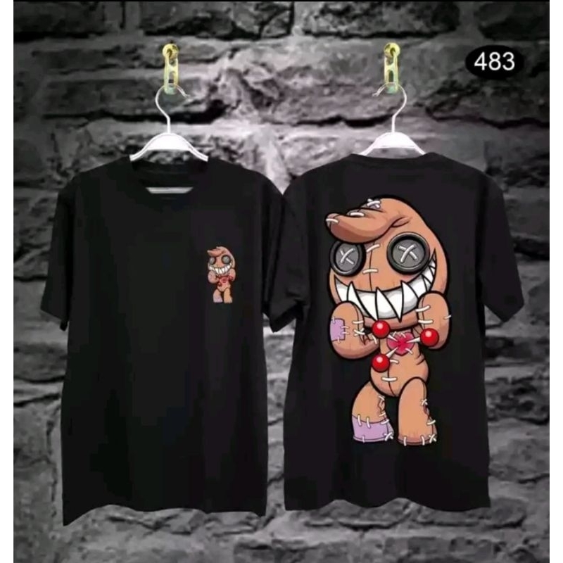 Baju Kaos Distro Pria Atasan Oblong Dewasa Lengan Pendek Boneka Taring