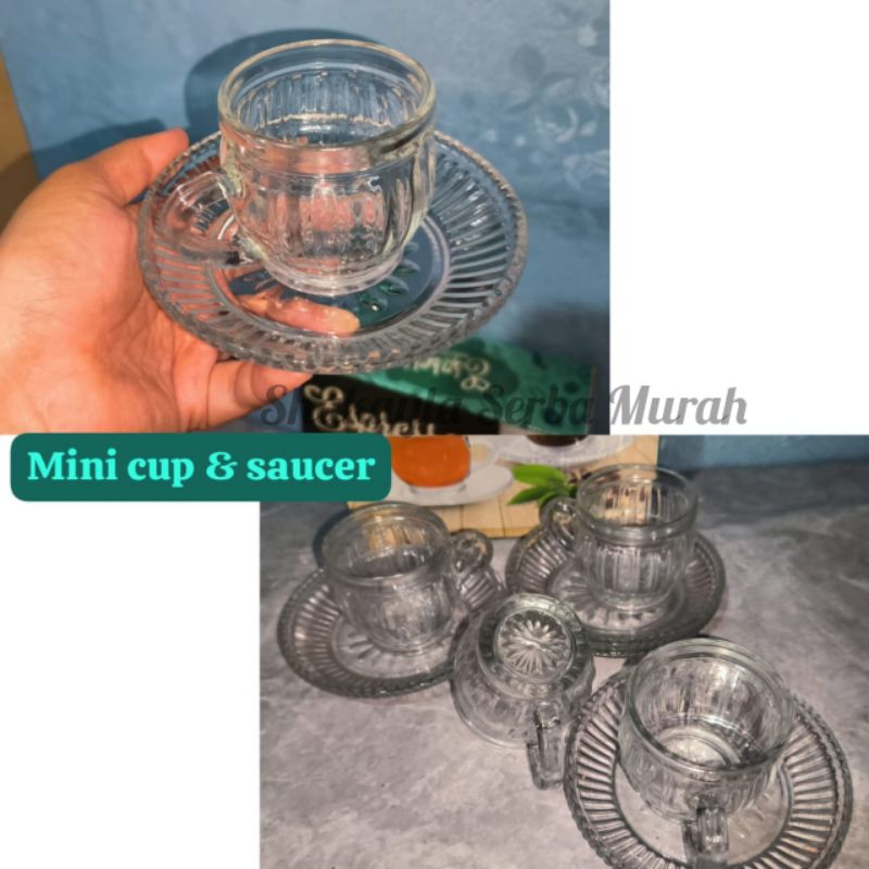 (4 SET) Gelas Set Lepek / Mini Cup & Saucer / Cangkir Kopi Teh / Kado Sovenir Pernikahan / Gelas Teh