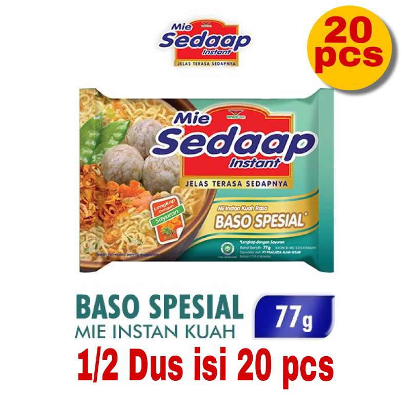 

Sedaap Mie Baso Spesial 77 gr 1/2 Dus isi 20 pcs