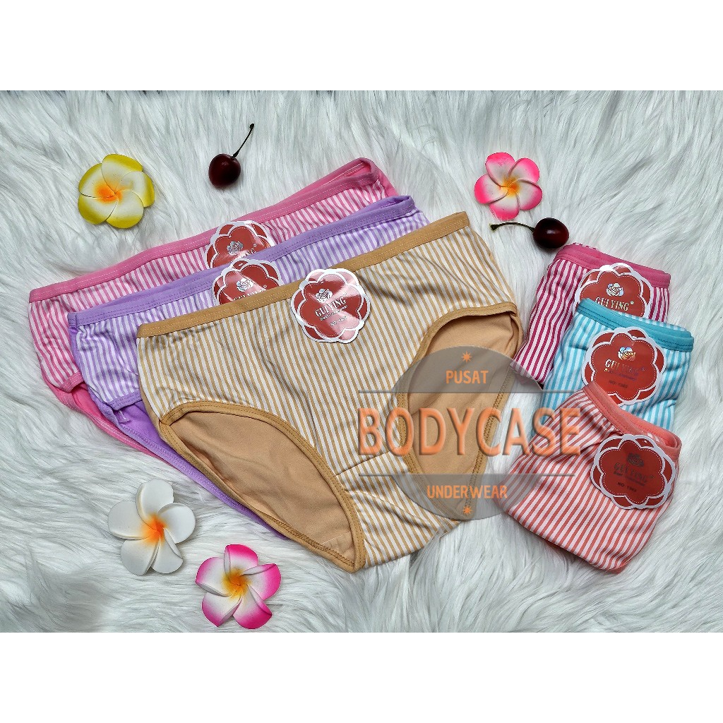 celana dalam wanita bermotif cd free size salur warna cerah