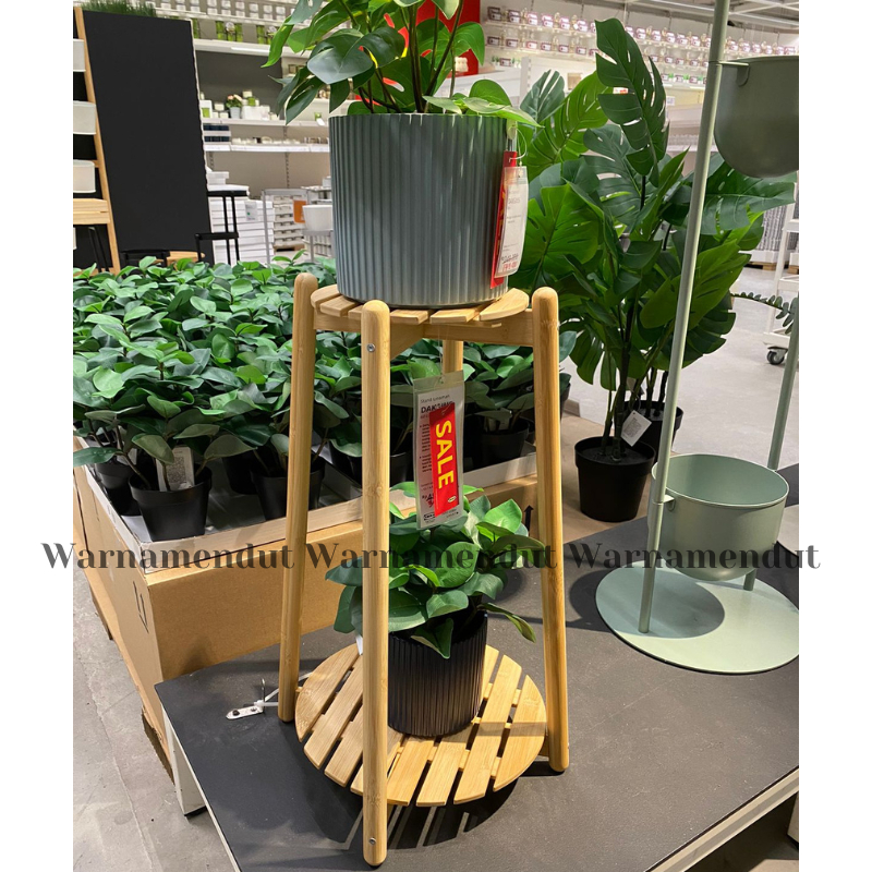 Rak Bunga Stand Tanaman Hias Dalam Ruangan 2 Susun Bahan Bambu WMO IK7019
