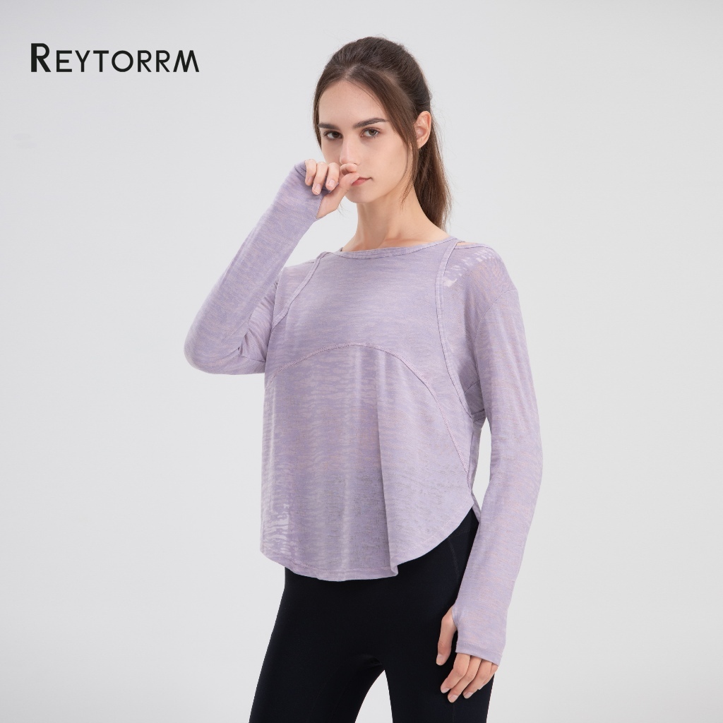 Reytorrm Baju Atau Atasan Olahraga Wanita Lengan Panjang Kaos Long Sleeve T-Shirt Yoga oversize (YC1