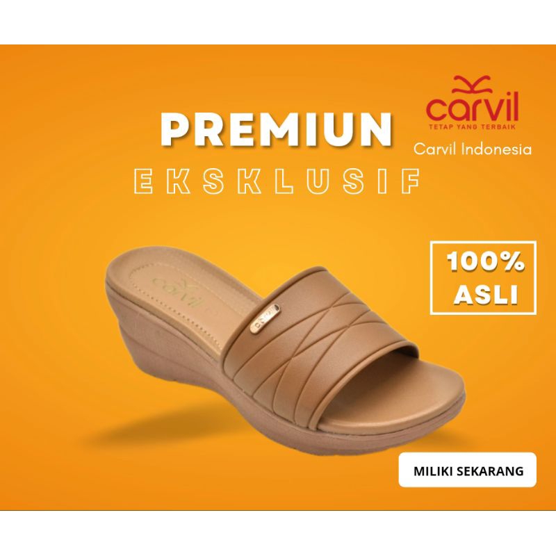 Sandal Carvil Wanita Wedges Kondangan Elegan Sendal Slop Tinggi Pesta