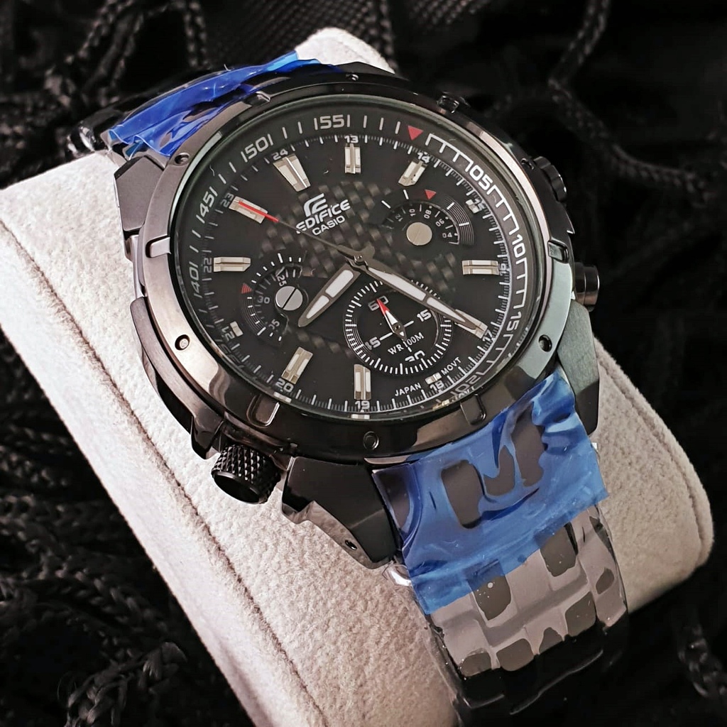 Jam Tangan Pria C*s*o ED*F*C* EF-535BK-1A EF-535 Chronograph FullBlack Steel