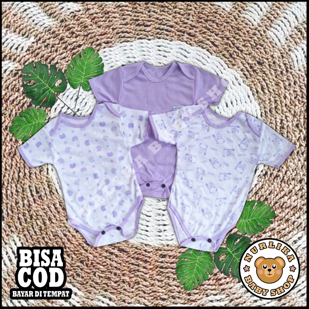 3 pcs baju bayi jumper 0-6 bulan laki laki perempuan lucu SERI ungu