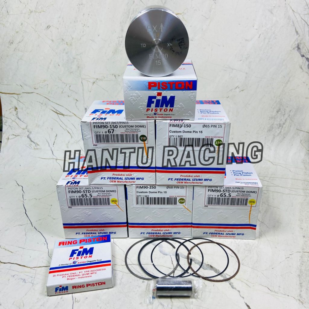 PISTON FIM 90 CUSTOME DOME DIAMETER 65 65,5 66,5 67 67,5 68 70 71 72 PIN 15 HANTU RACING