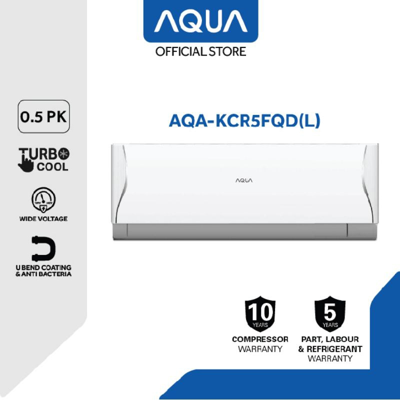 AC AQUA AQA-KCR 5FQDL/5AHQ 1/2 PK 0,5 PK TURBO COOL + PASANG DEPOK