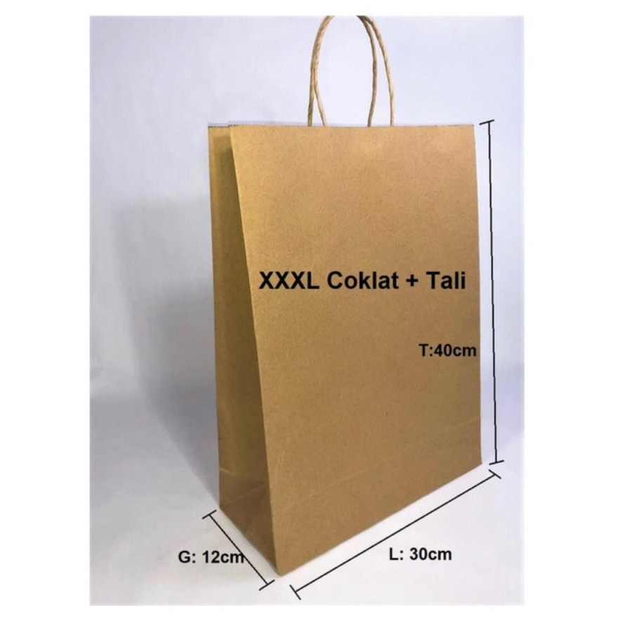 

Paperbag SOS XXXL Coklat tali 10 pcs 30x12x40cm