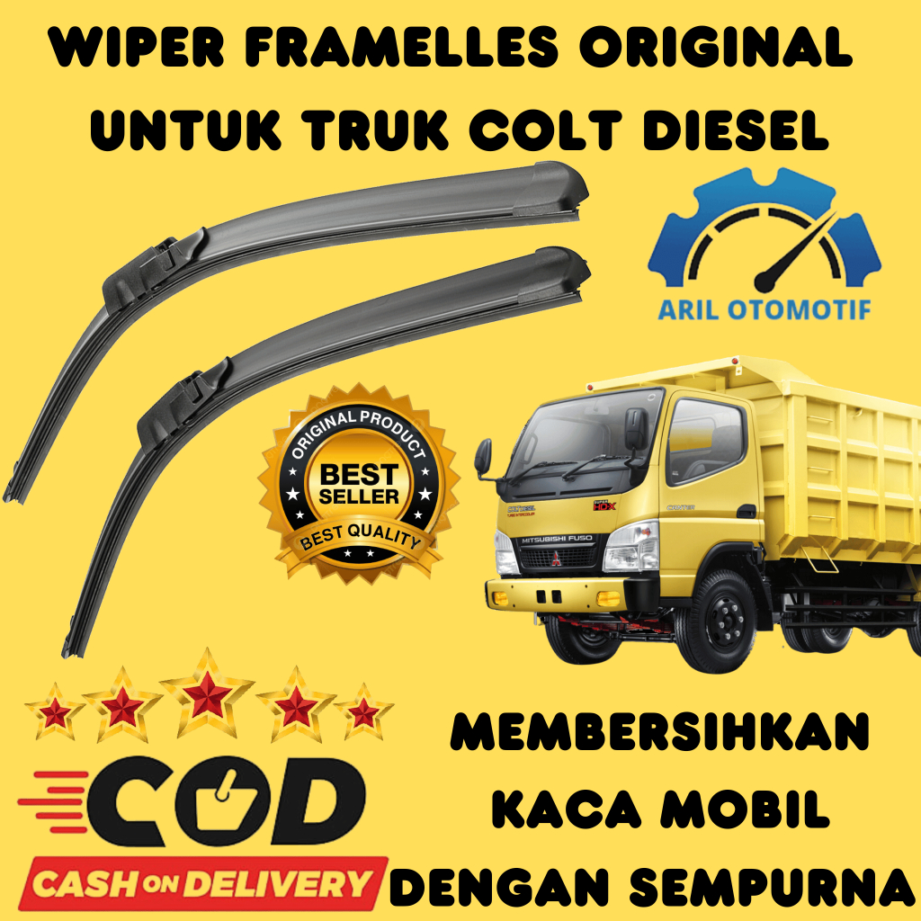 Wiper Mobil Truk Colt Diesel Engkel Fuso Canter Elf Sapuan Kaca Mobil Model Frameless Banana Karet 1
