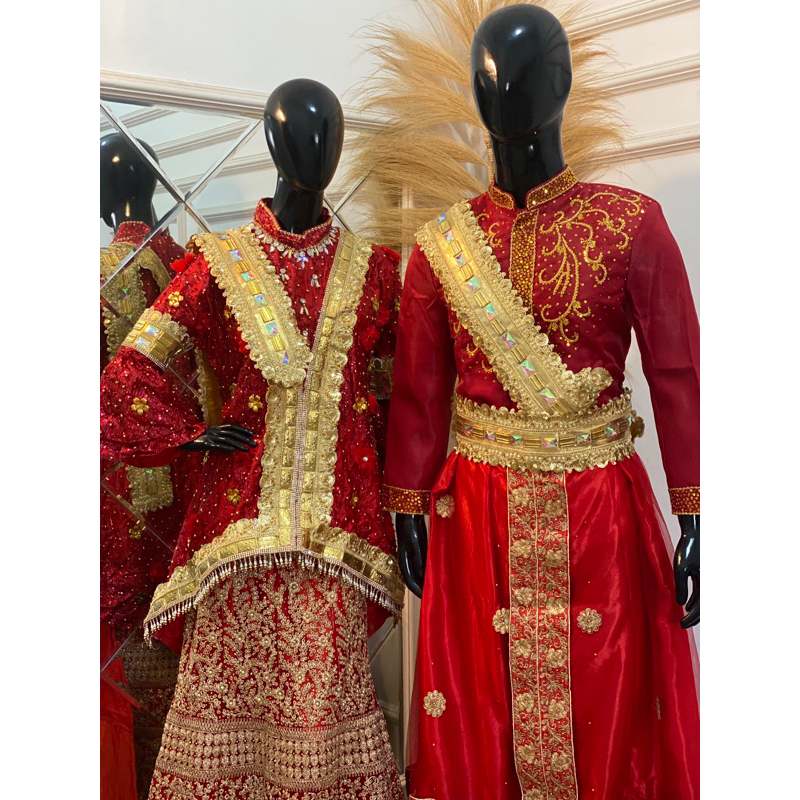 BAJU PENGANTIN ADAT BUGIS/MAKASSAR MODERN HARGA FULLSET WARNA MERAH
