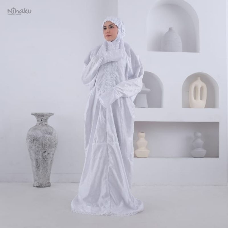 mukena lajuran sutra Prada bordir/mukena terusan dewasa