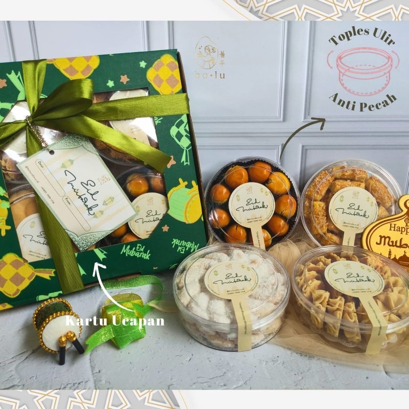 

[BOLU CAKERY] PAKET HAMPERS KUE KERING LEBARAN/NATAL ISI 4 Toples 250gr