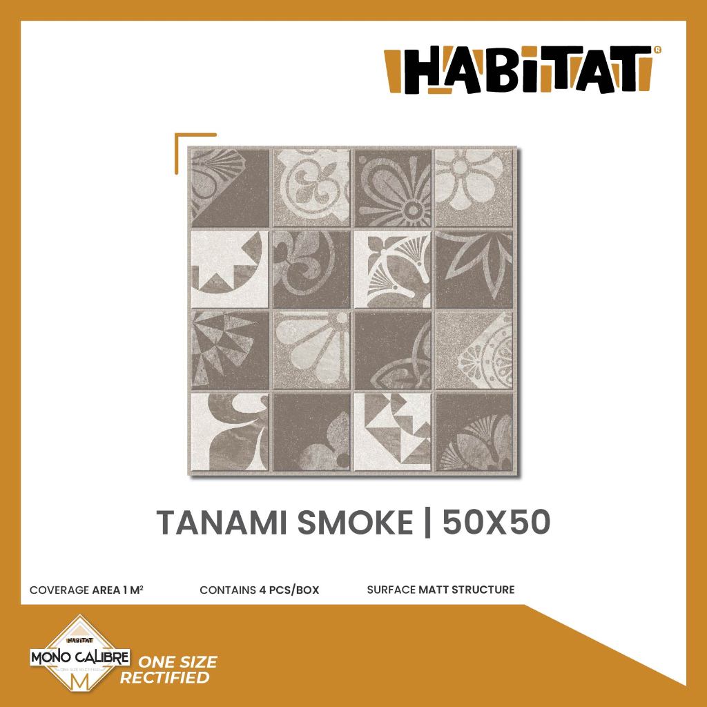 Milan Tiles - HABITAT Tanami Smoke 50x50 cm Keramik Lantai Matt Motif Tegel