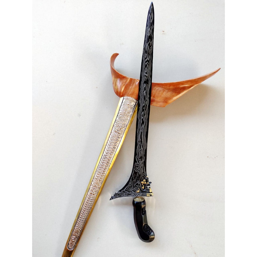 Keris Naga Siluman Tinatah Lurus Warangka Branggah Deder Jogja Pendok Bunton