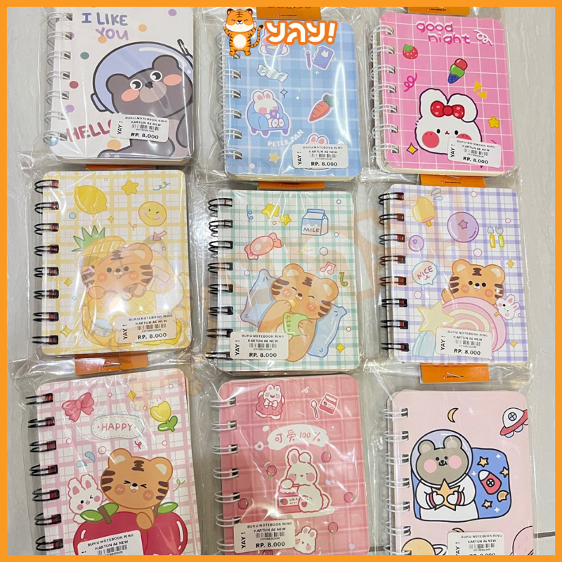 

YAY! NoteboknspiralnA6 Motif / Notebook Ring Kecil / Buku Notebook Ring Kartun A6 New
